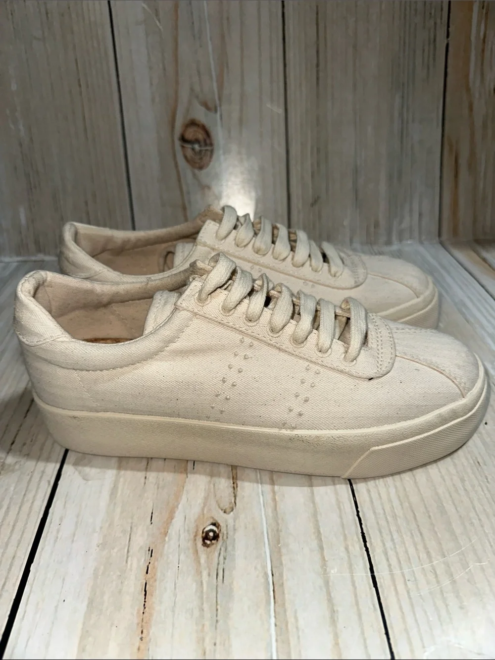 Superga Low-Top Canvas Sneakers in Cream